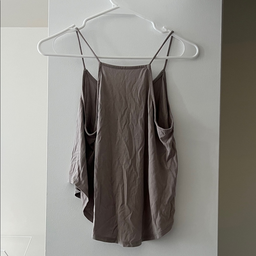 silence + noise Taupe Cold-Shoulder Cami Top